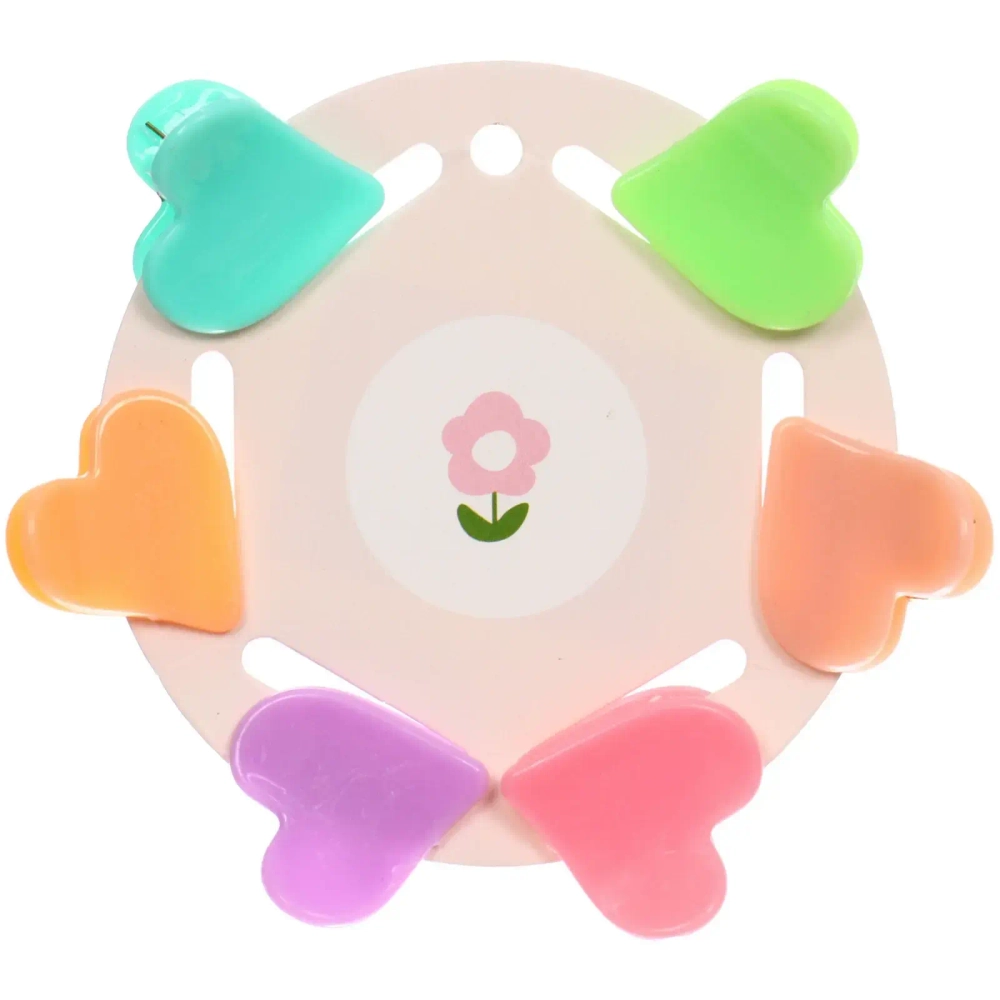 Заколки-крабики для волос детские 6шт «МАЛЬВИНА», сердечки, 2,3см (пакет с подвесом)