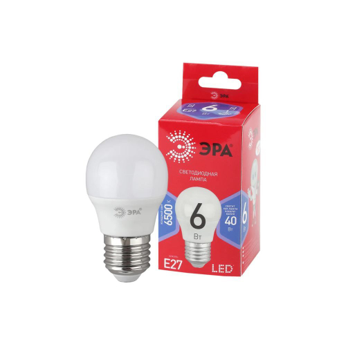 ЭРА ECO шар P45 Лампа светодиод. E27 6W(480lm) 6500K 6K 80х45 R P45-6W-865-E27 6366