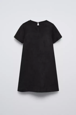 ZARA ПЛАТЬЕ ИЗ ИСКУССТВЕННОЙ ЗАМШИ, ЧЕРНЫЙ