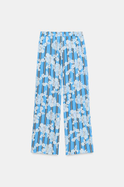 ZARA ШИРОКИЕ БРЮКИ В ПОЛОСКУ, ЭКРЮ/БЕЛЫЙ