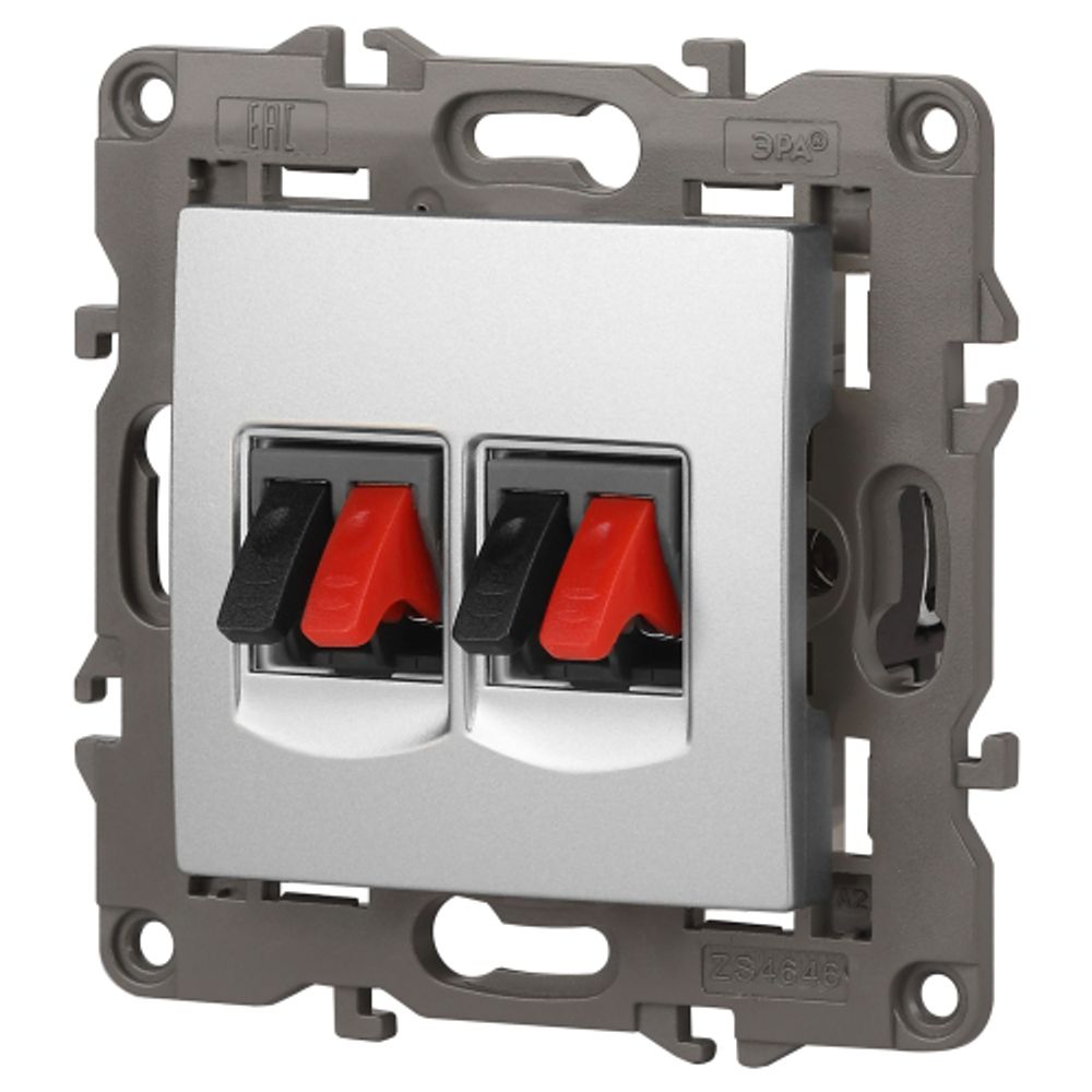 14-3112-03 ЭРА Розетка аудио двойная, IP20, Эра Elegance, алюминий | Elegance Алюминий