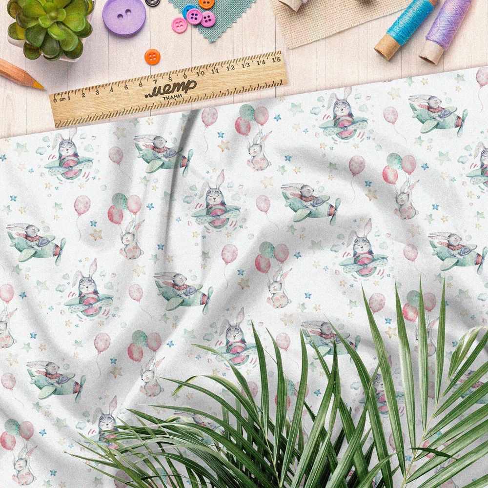 Ткань сатин детская авиация