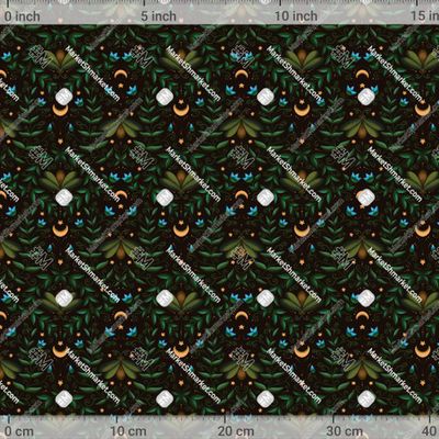 Мотыльки, цветы, звезды и луны на черном by Светлана Сметанкина 577 DPI