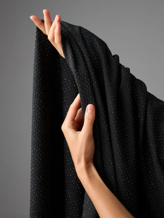 Микрофибра фактурная, жаккард, Турция, черный /золото (мерный лоскут)