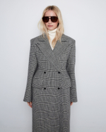 Пальто с формообразующими бедрами из шерсти Диор клетка черный/белый