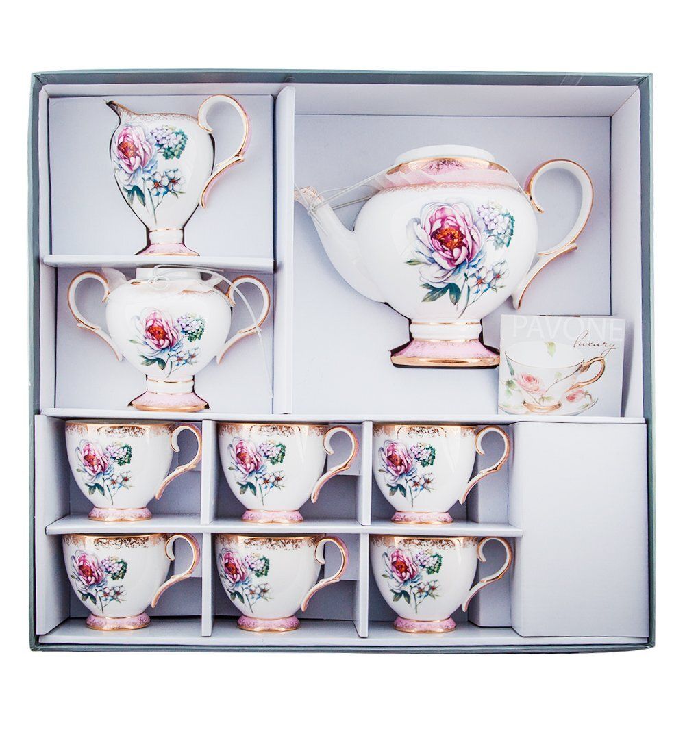 Pavone JK-124 Чайный сервиз 15 пр. на 6 перс. «Цветок Неаполя» (Fiore Napoli  )