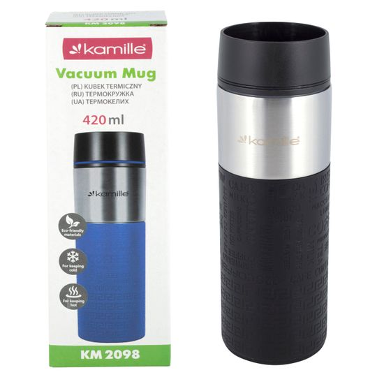 Термокружка 420 мл. из нержавеющей стали Kamille KM-2098 с TPR вставкой