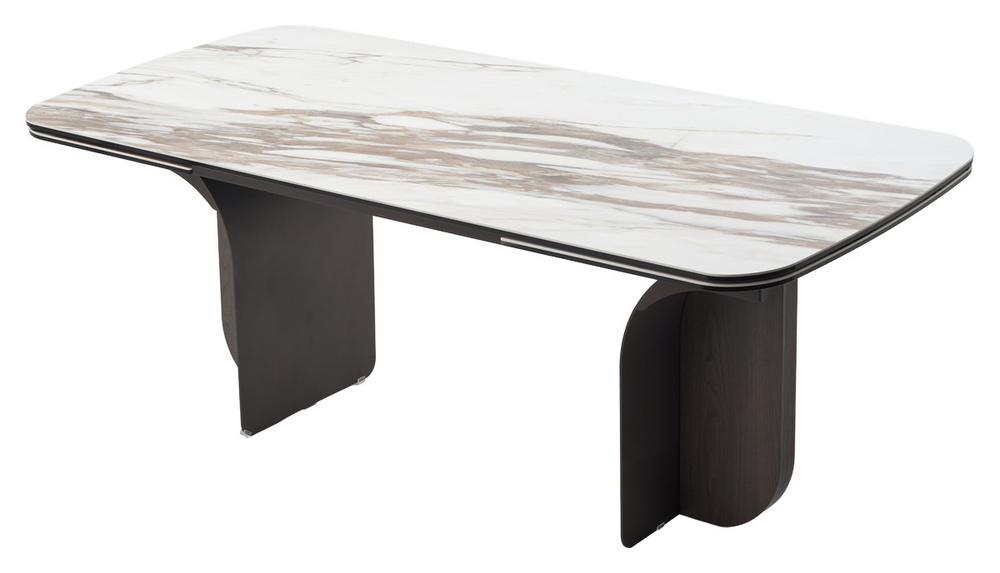 Стол М-City DISAUR Ингерман (Ingerman) 200 Коричневый (Karakata Brown) керамика, темно-серый + Шпон