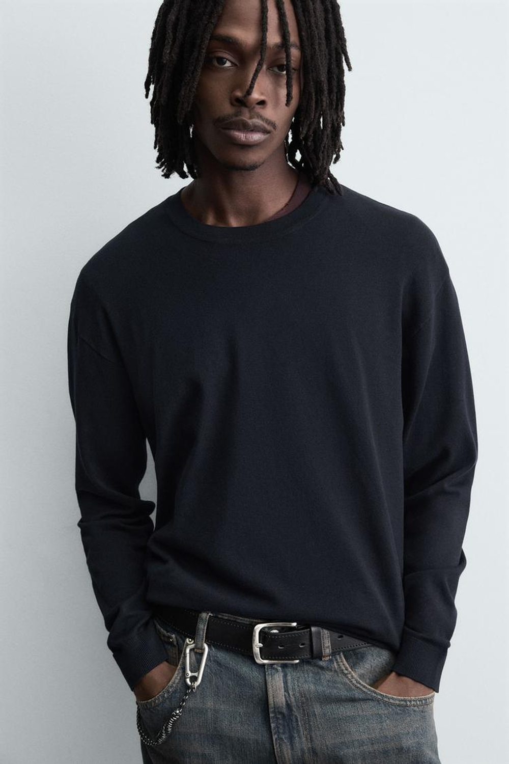 ZARA СВИТЕР ИЗ ВИСКОЗЫ С РЕЛЬЕФНЫМ УЗОРОМ, МОРСКОЙ СИНИЙ