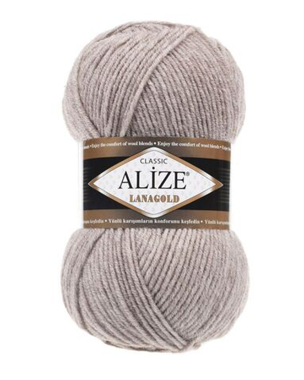 Ланаголд (Lanagold) пряжа Alize 49%шерсть 51%акрил 5х100г/240м 207 св.коричневый меланж