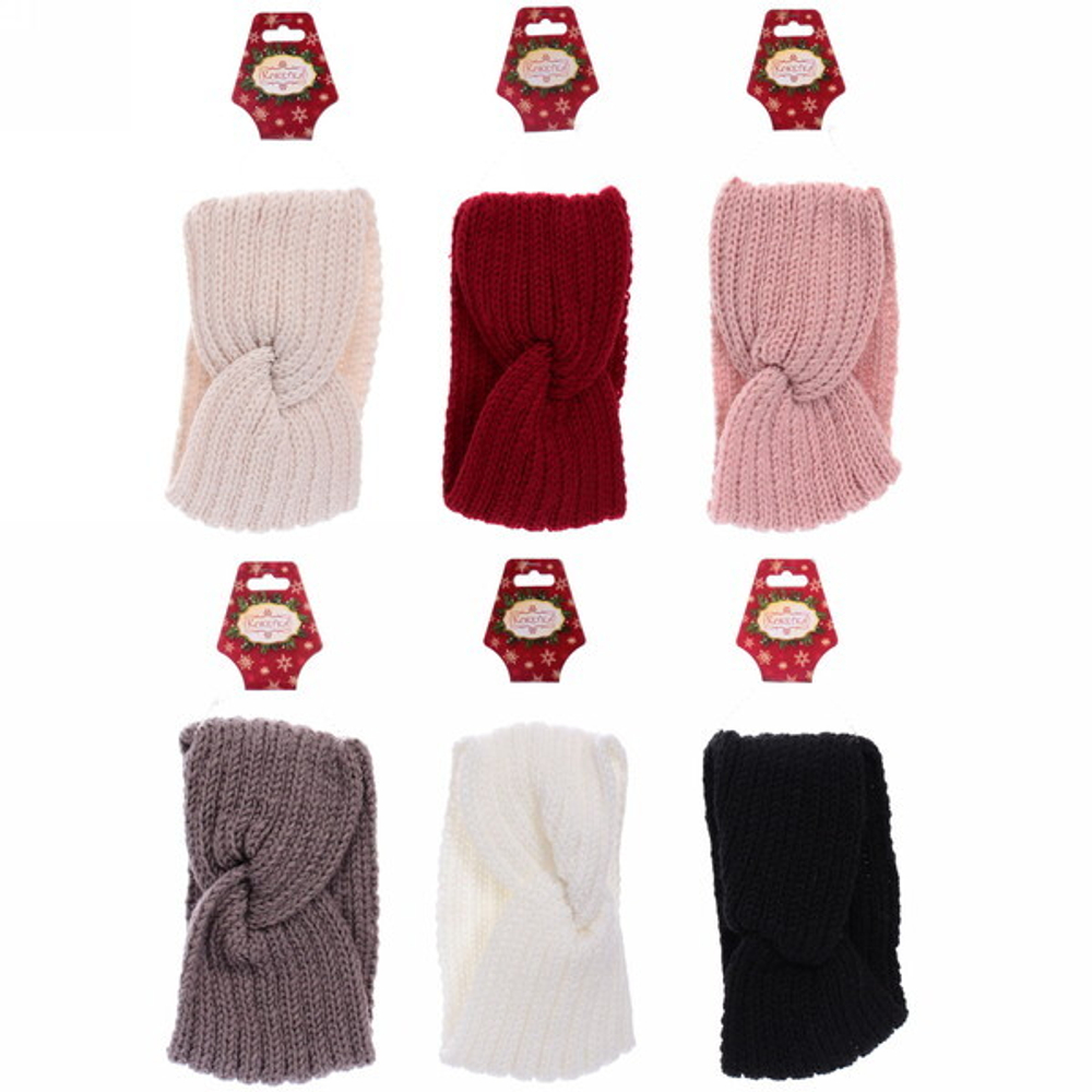 Повязка на голову теплая «Winter style», микс 6 цветов, 10*20см (Подвес Кокетка - Зима)