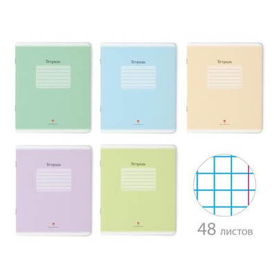 Тетрадь А5 48л. клетка "Люкс", 5 цветов (Альт)