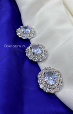 Пуговицы серебро стразы горный хрусталь