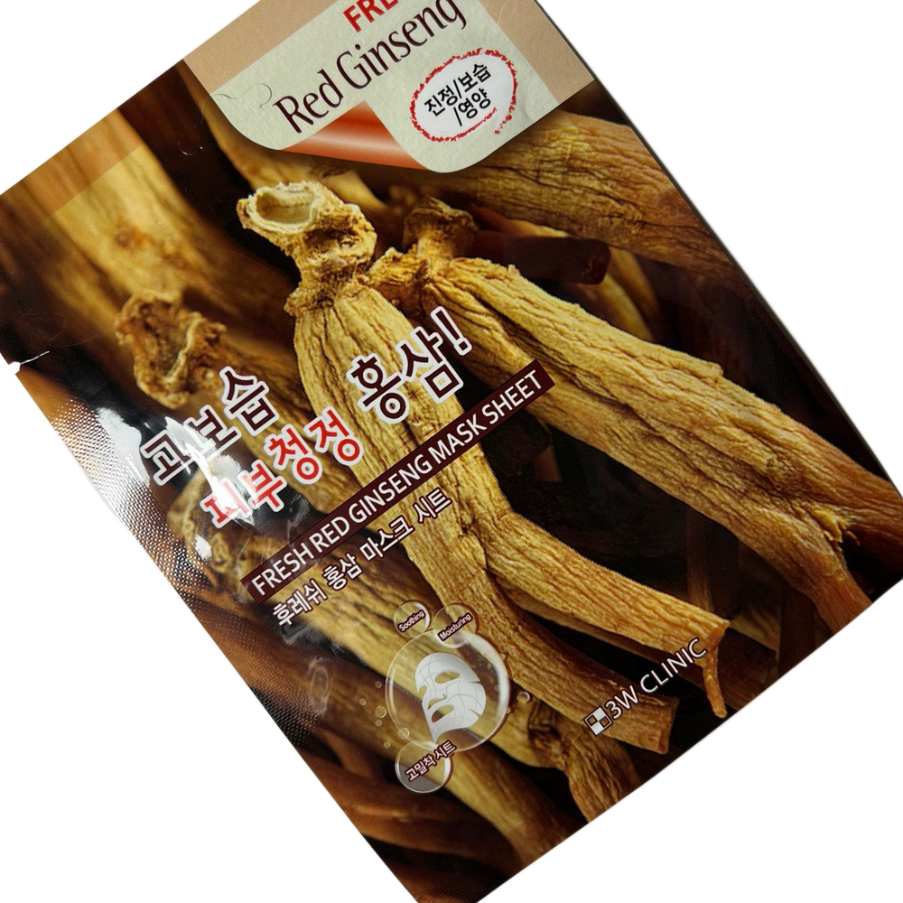 Маска для лица 3W Clinic Fresh Red Ginseng Mask Sheet тканевая с женьшенем 23 г