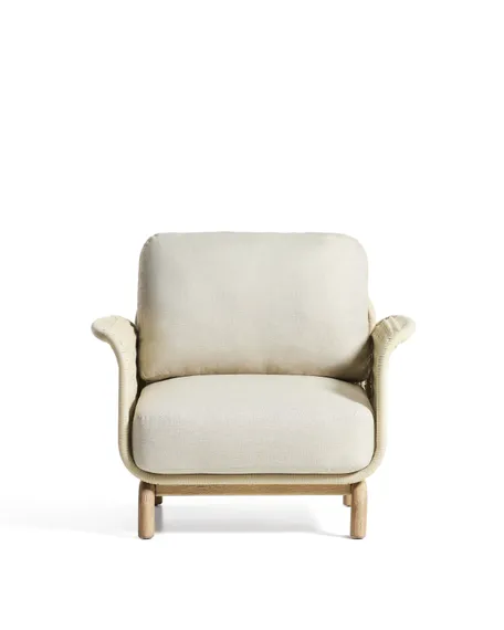 Уличное кресло Alipa из акации и веревки цвета экрю