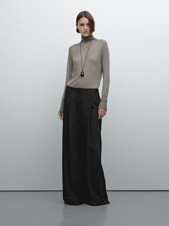 Massimo Dutti Свитер из тонкого трикотажа, коричевый