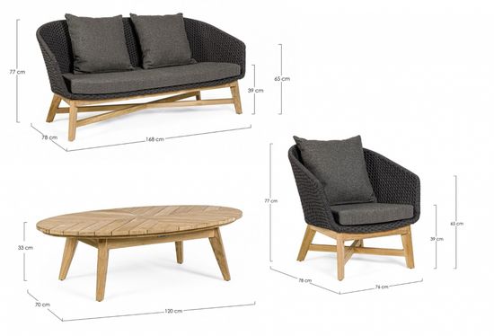 Комплект деревянной плетеной мебели Coachella