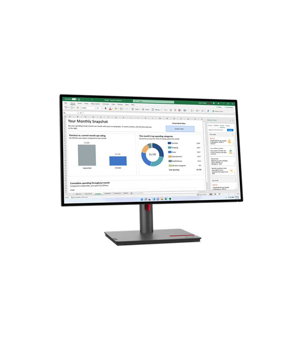 Монитор Lenovo ThinkVision P27h-30 27" QHD (2560x1440) IPS, 4ms, 350cd, 1000:1, 1x HDMI 2.1 TMDS, 1x DP 1.4, 1x DP 1.4 Out, 1x USB-C 3.2 Gen 1, 1x RJ45, Tilt, Swivel, Pivot, Height Adjust Stand, 1Y
