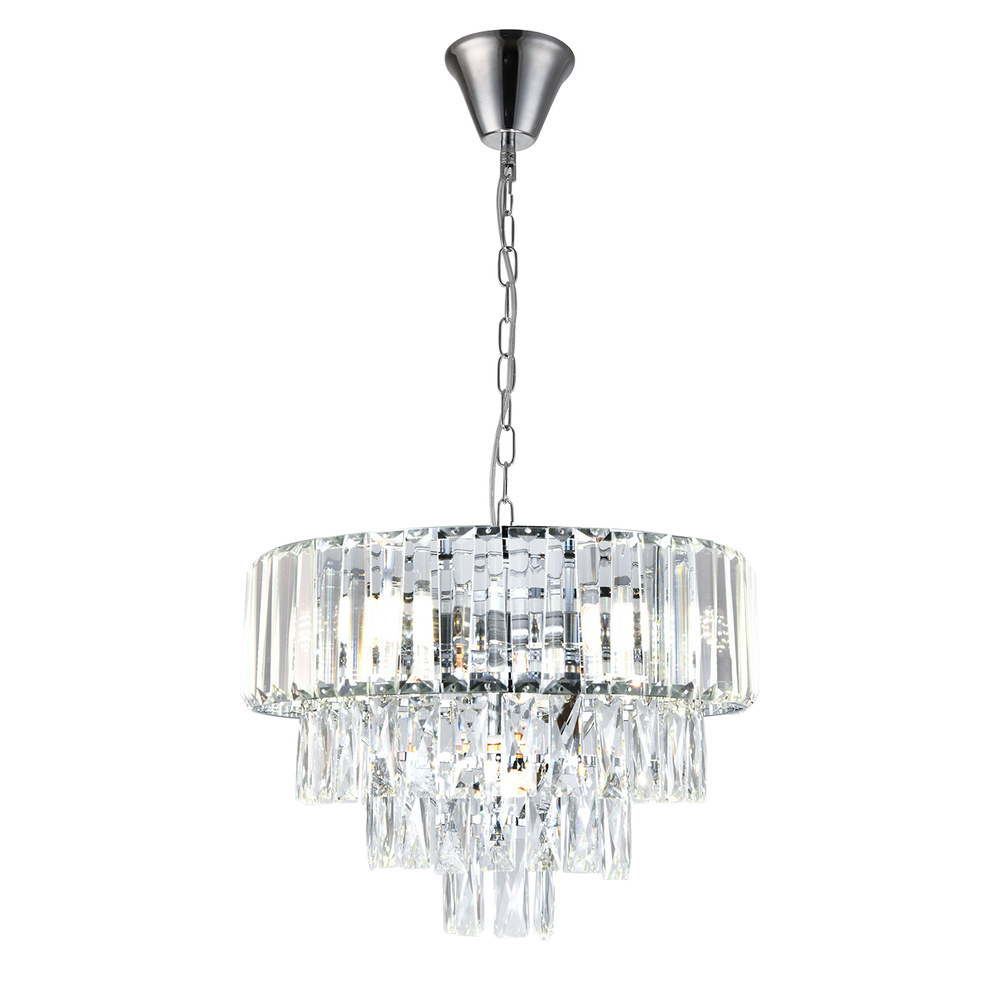 Люстра подвесная 5x40Вт Е14, металл/хрусталь, хром/прозрачный