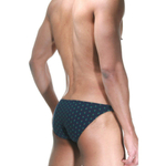 Темно-синие трусы-слипы с принтом в виде ёлочек и узким бочком (Размер: L) (Цвет: темно-синий)