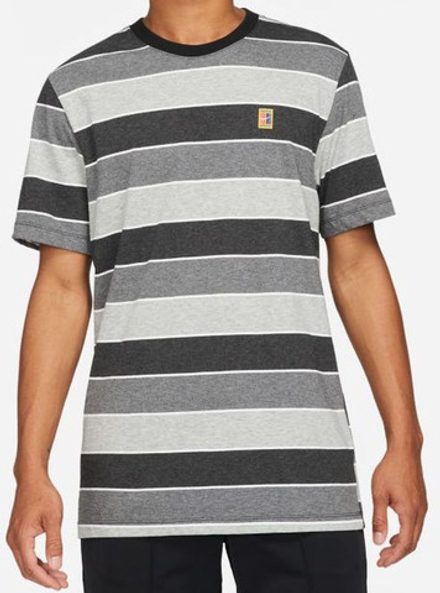 Мужская теннисная футболка Nike Court Embedded Stripes Tee M - черный