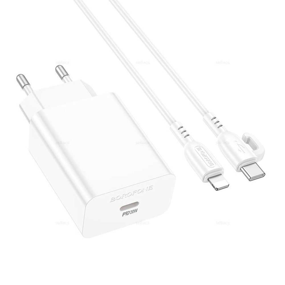 Зарядное устройство Borofone PD20W BA21A Pro QC3.0 для Lightning (white)