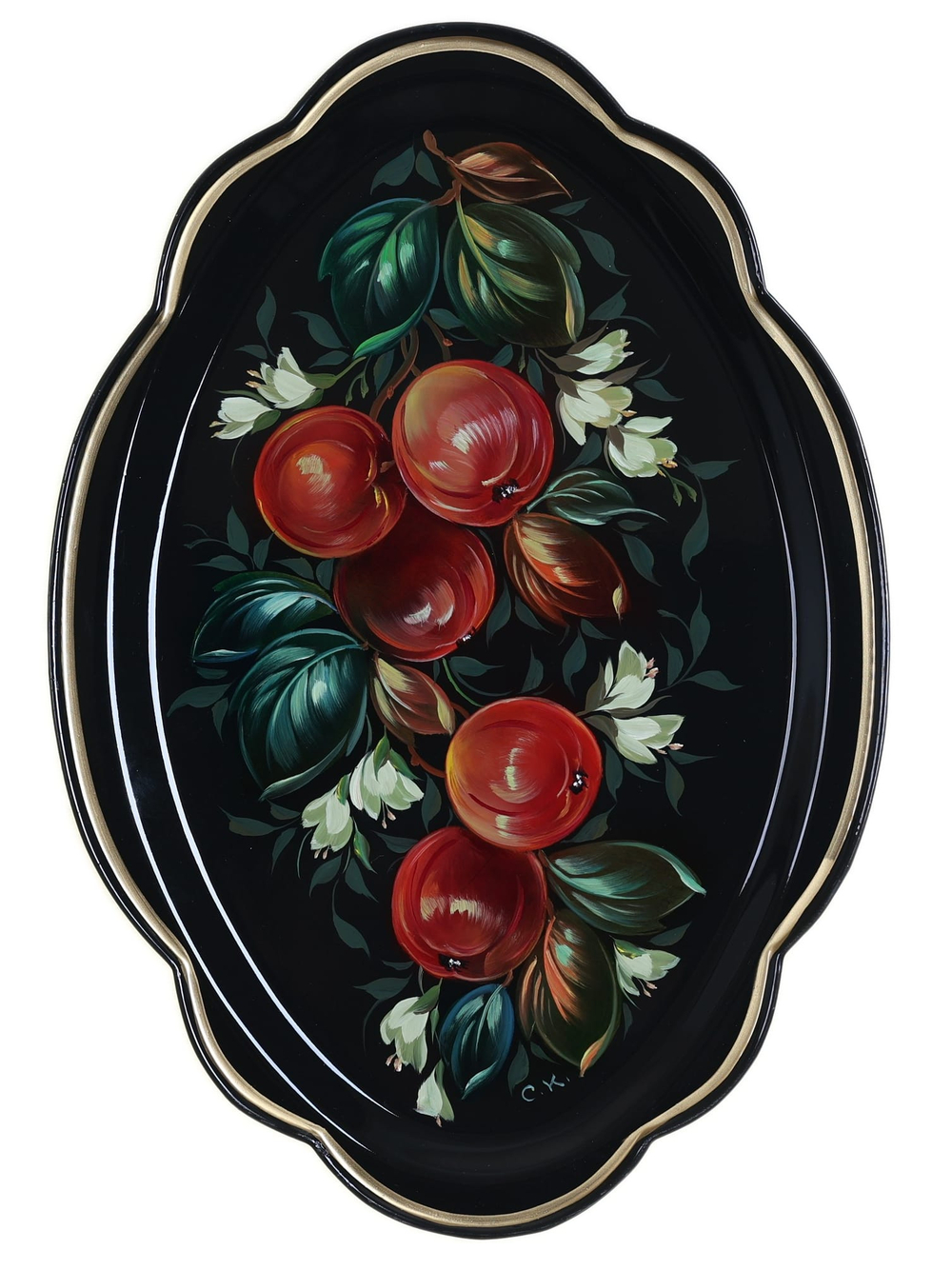 Жостовский поднос декоративный, размер 32х22 см (A11), металлический