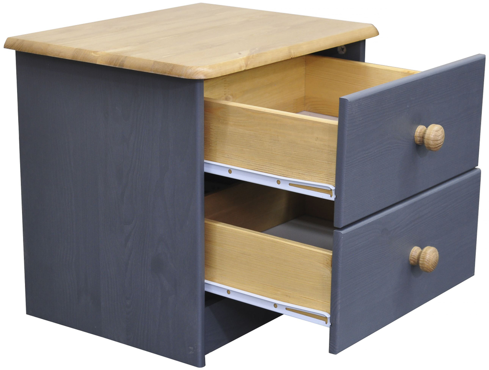 Тумба прикроватная, 43х34х53, Хаба, напольная, для одежды, с 2 ящиками, из массива дерева, серый, Dipriz