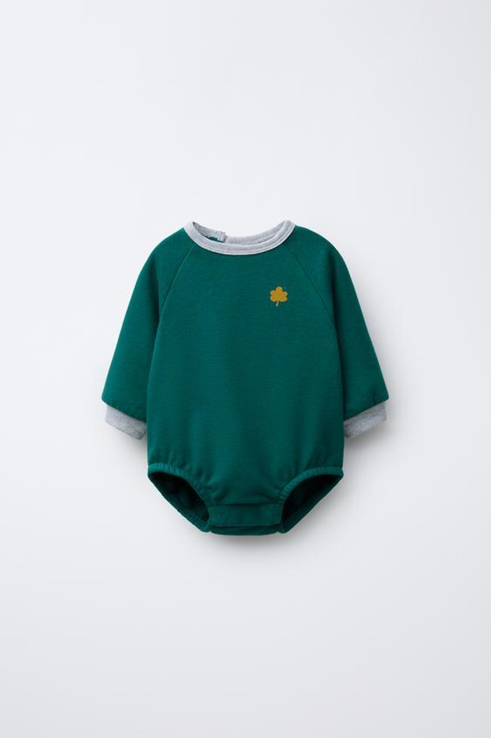 ZARA КОМБИНЕЗОН С КОНТРАСТНОЙ ОТДЕЛКОЙ, ЗЕЛЕНЫЙ