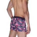 Мужские трусы-боксеры с принтом в виде розовых фламинго (Размер: L) (Цвет: темно-синий)