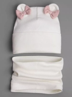 Осенняя шапка для девочки с ушками и снуд