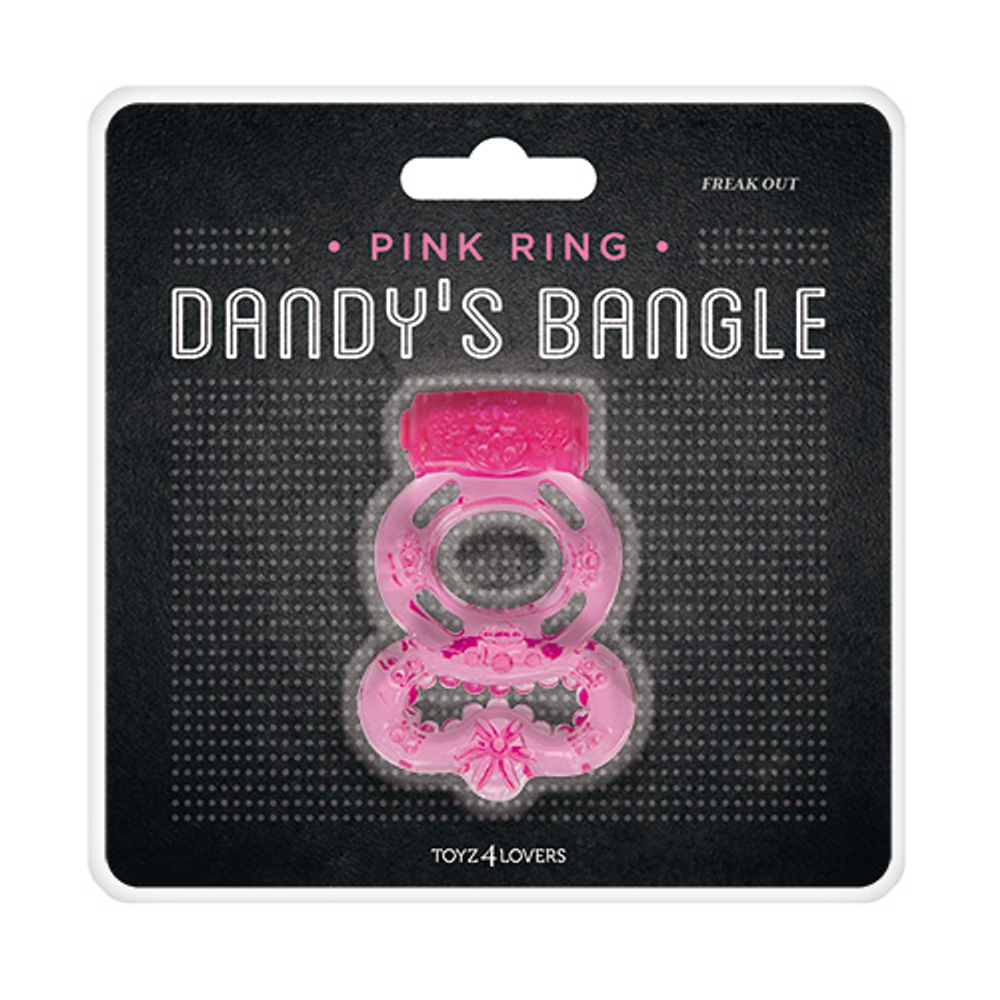 Розовое эрекционное виброкольцо VIBRATING COCK RING FREAK OUT (Цвет: розовый)