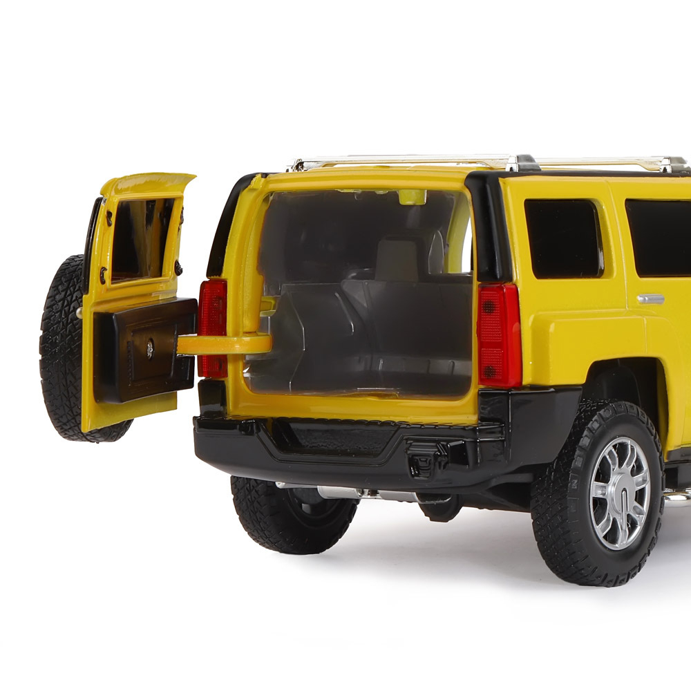 Модель 1:24 Hummer H3, желтый, откр. передние и задняя дверь, капот, свет, звук