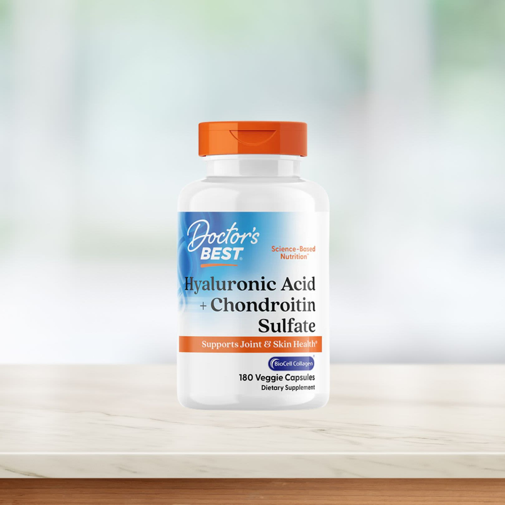 Doctor's Best, гиалуроновая кислота и хондроитинсульфат, 180 растительных капсул