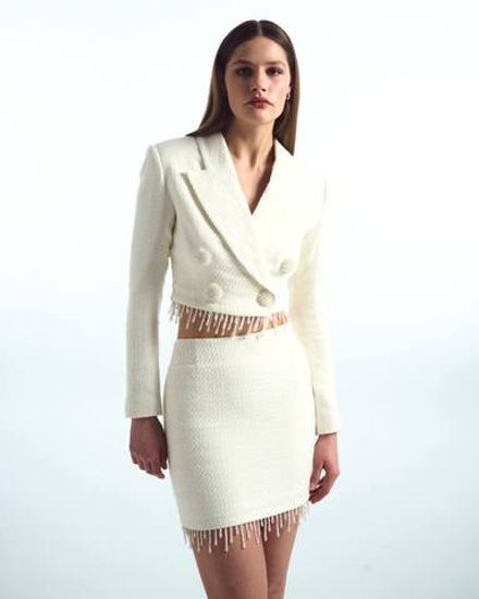 Костюм из твида с кристаллами