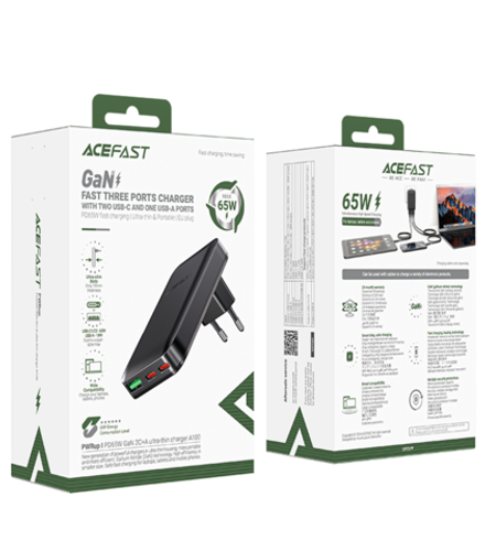 A100 PD65W GaN 2C+A ultra-thin Charger (EU)