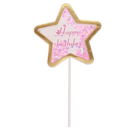 Топпер «Happy Birthday. звёздочка», цвет розовый-золото