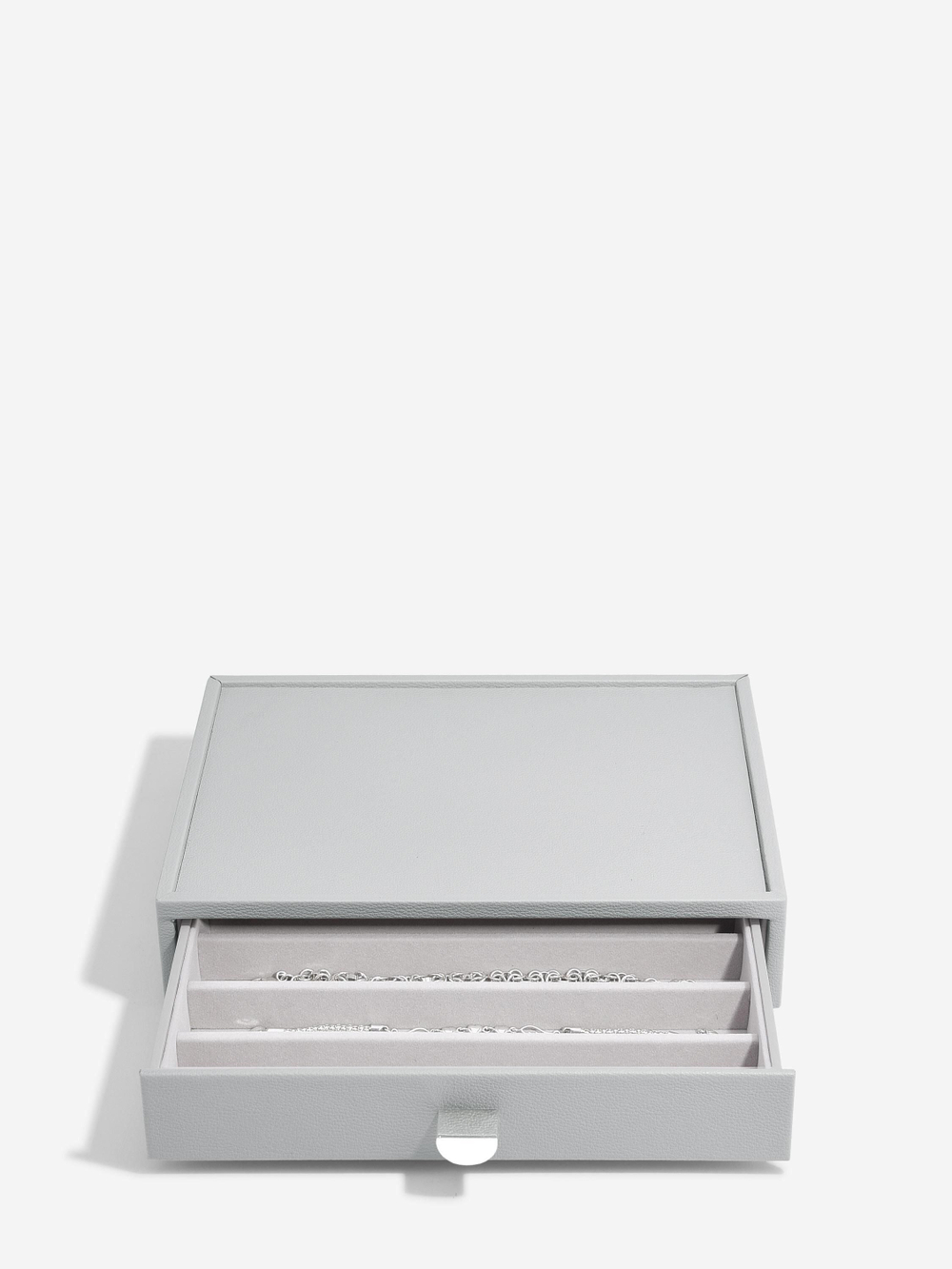 Органайзер для украшений и часов со стеклянной крышкой Stackers Classic Jewellery Box, 4 секции - White Pebble (White Pebble / серый / White Pebble / 500)