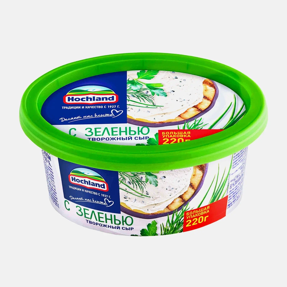 Сыр творожный Hochland с зеленью 60% 220г