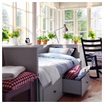 Кушетка с 3 ящиками - IKEA HEMNES/ХЕМНЭС ИКЕА, 83х209х89 см, серый