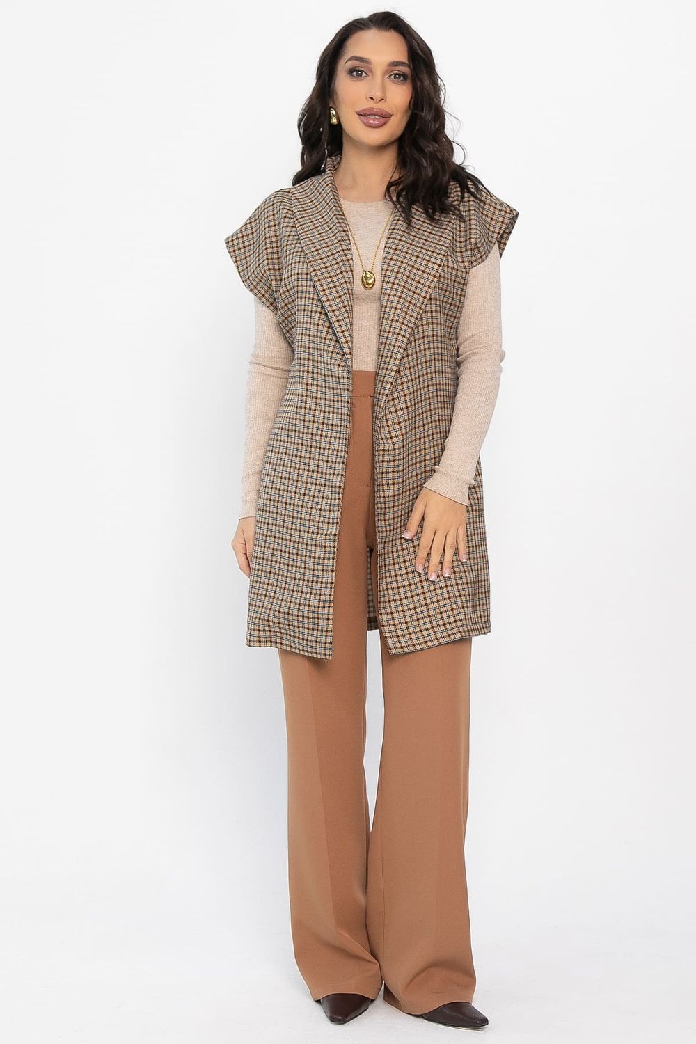 Жилет костюмный Жюлли (бежевый/клетка) Б14490-4М LT Collection