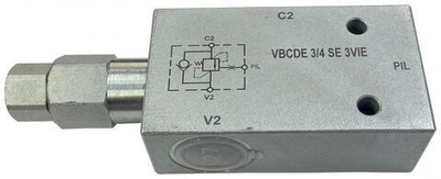 Тормозной клапан одностороннего действия VBCD-G3/4 SE 3VIE, G 3/4", 90 л/мин