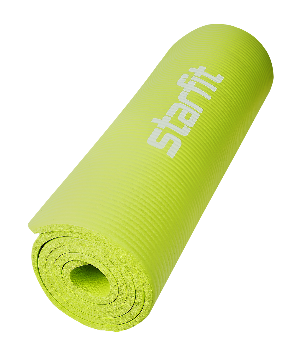 Коврик для йоги и фитнеса FM-301, NBR, 183x61x1,0 см, лаймовый