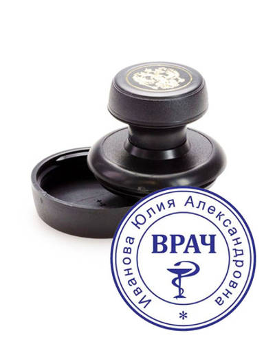 Печать врача на ручной оснастке (без подушки)