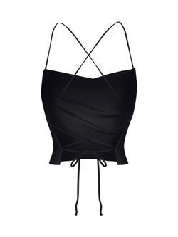 Блуза-топ драпированная из сатина с открытой спиной