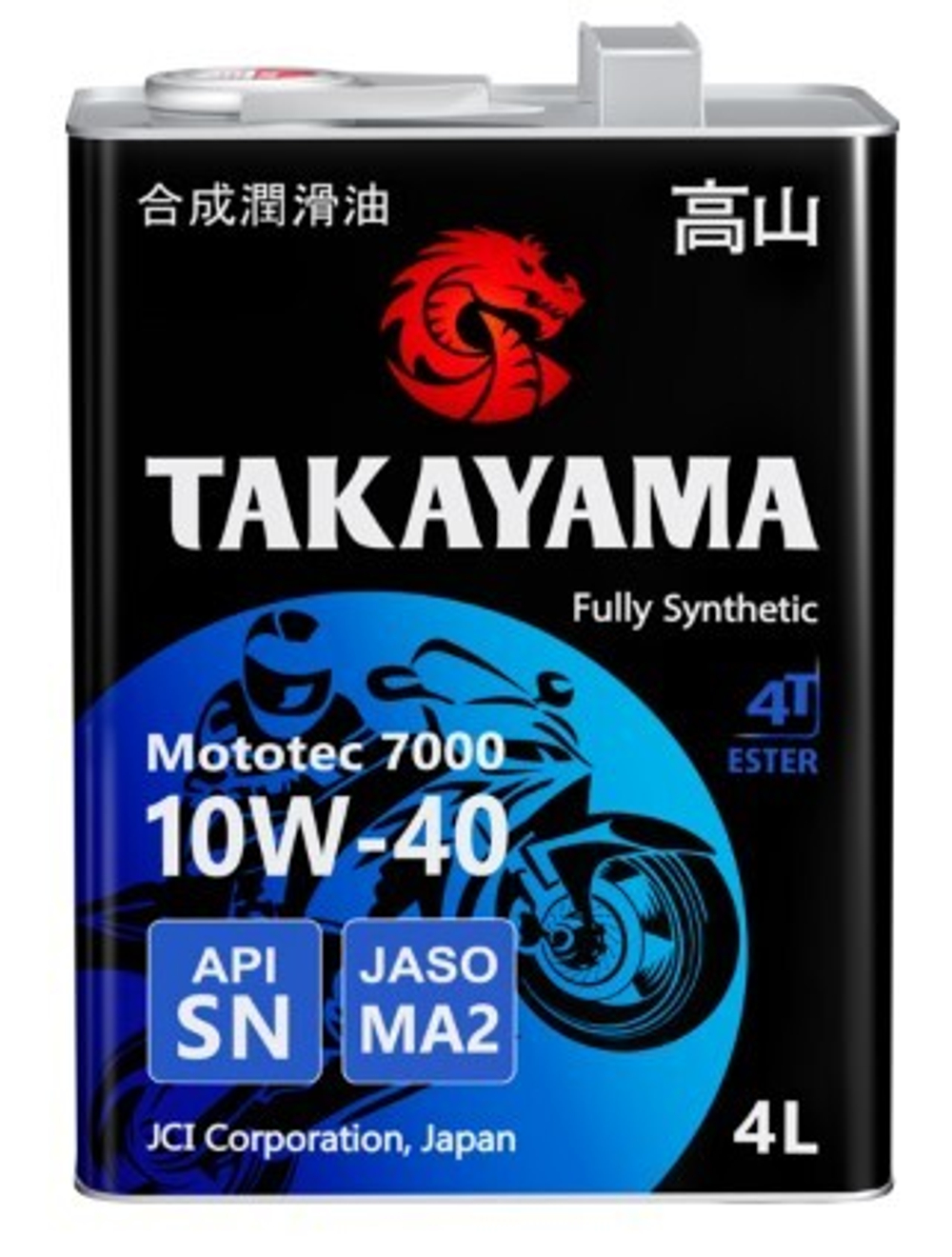 Масло Takayama 10W-40 Mototec 7000 4T API SN Jaso MA-2 металл синтетическое 4л / 10W40