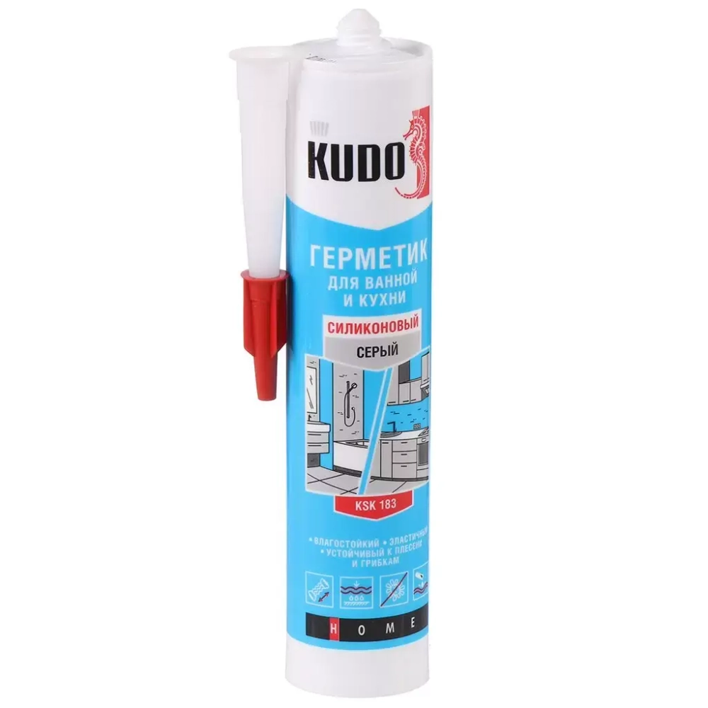 Герметик "KUDO" силикон серый 280мл.