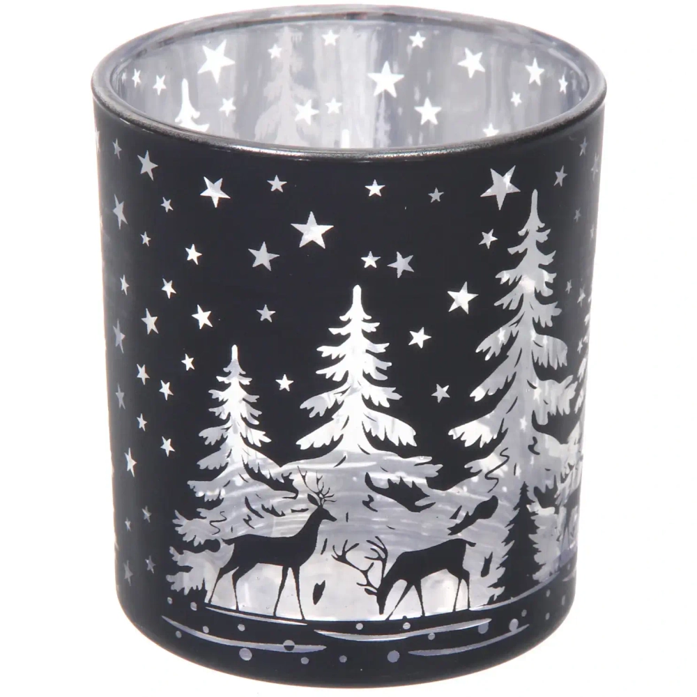 Подсвечник «Снежный лес» 7*7,8 см, Черный