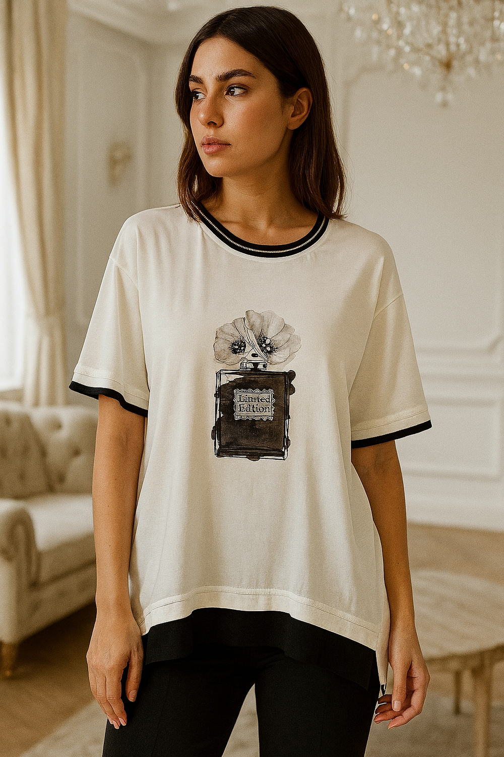 Футболка Tessa с объёмным декором и флаконом «Limited Edition»