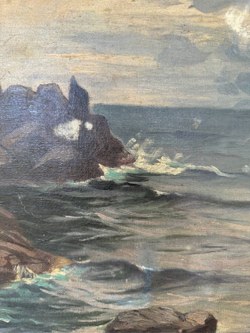 Винтаж: Антикварная картина «Морской пейзаж»